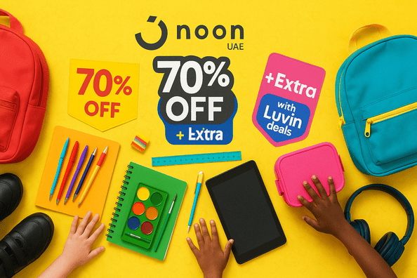 Noon back to school deals poster